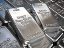 Silver bars or ingots background. Precious metal.