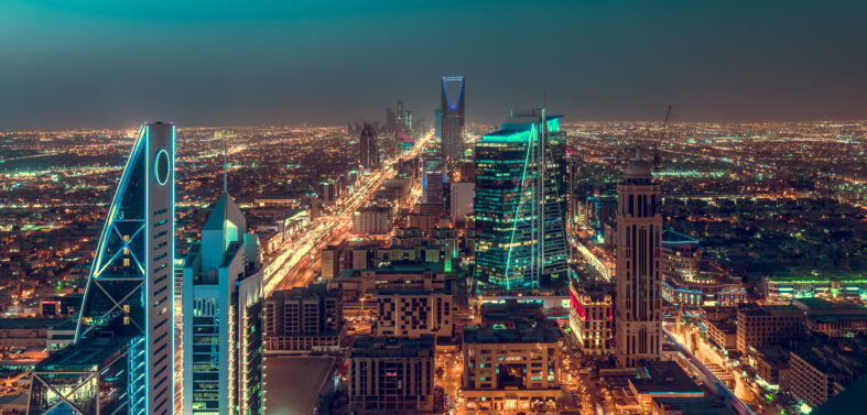 Saudi Arabia Riyadh landscape at night - Riyadh Tower Kingdom Ce